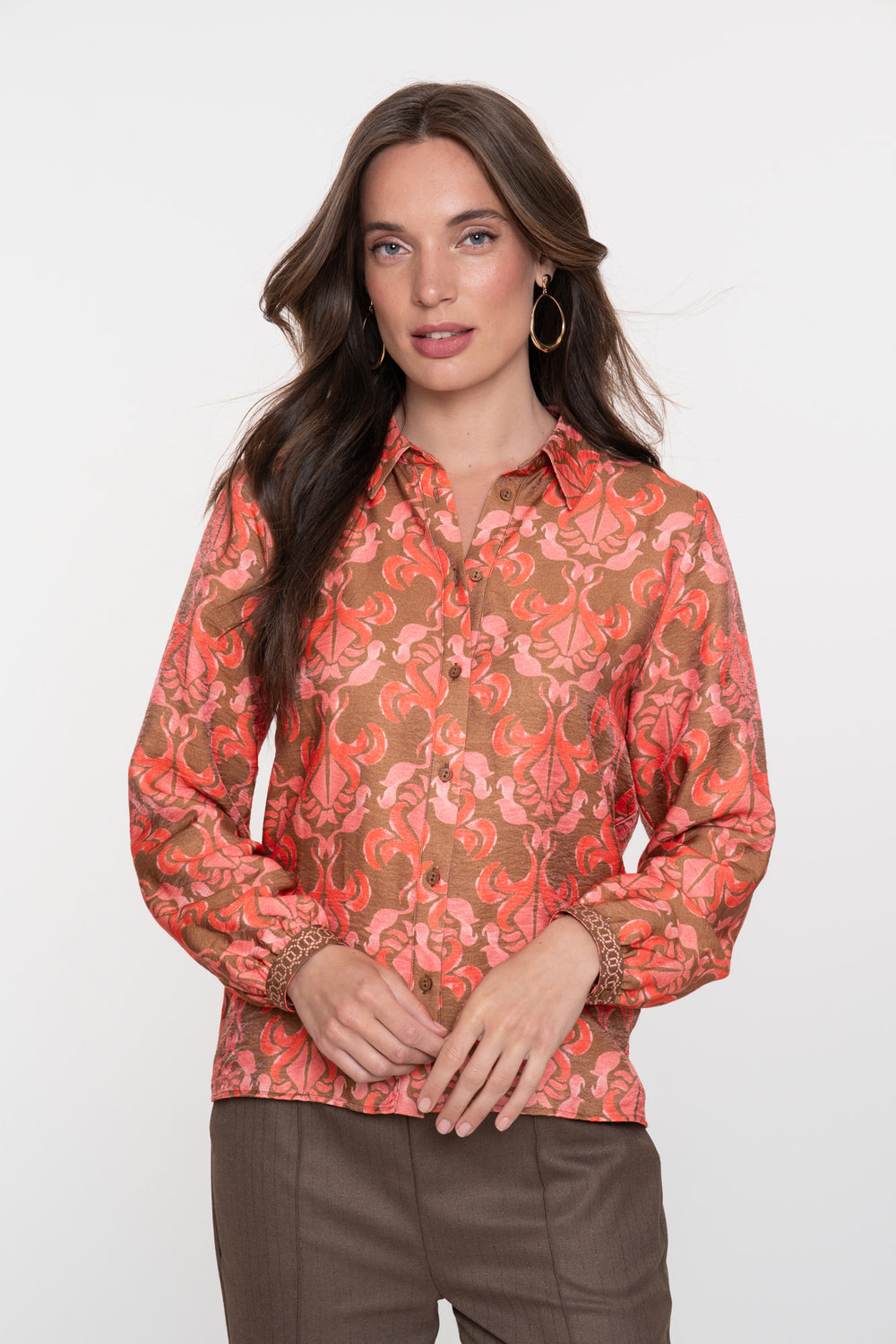 Geisha Damen-Bluse mit farbenfrohem Ikat-Muster