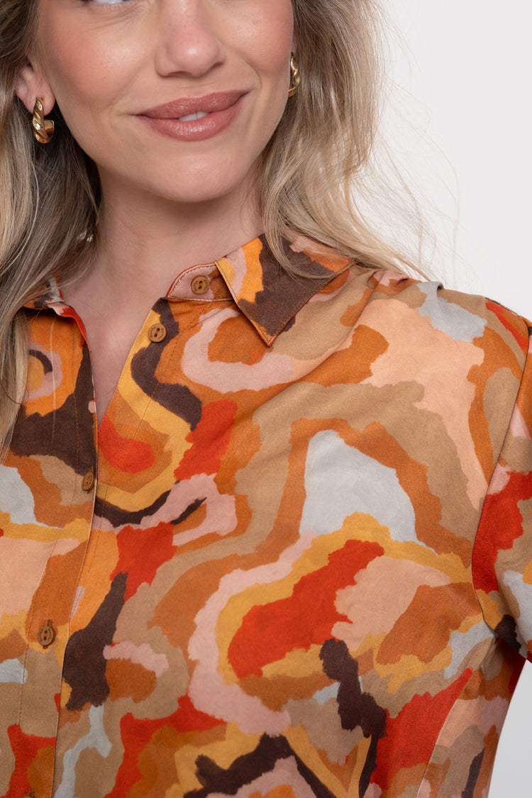 Geisha Damen-Bluse mit Multicolor-Ecoline-Print