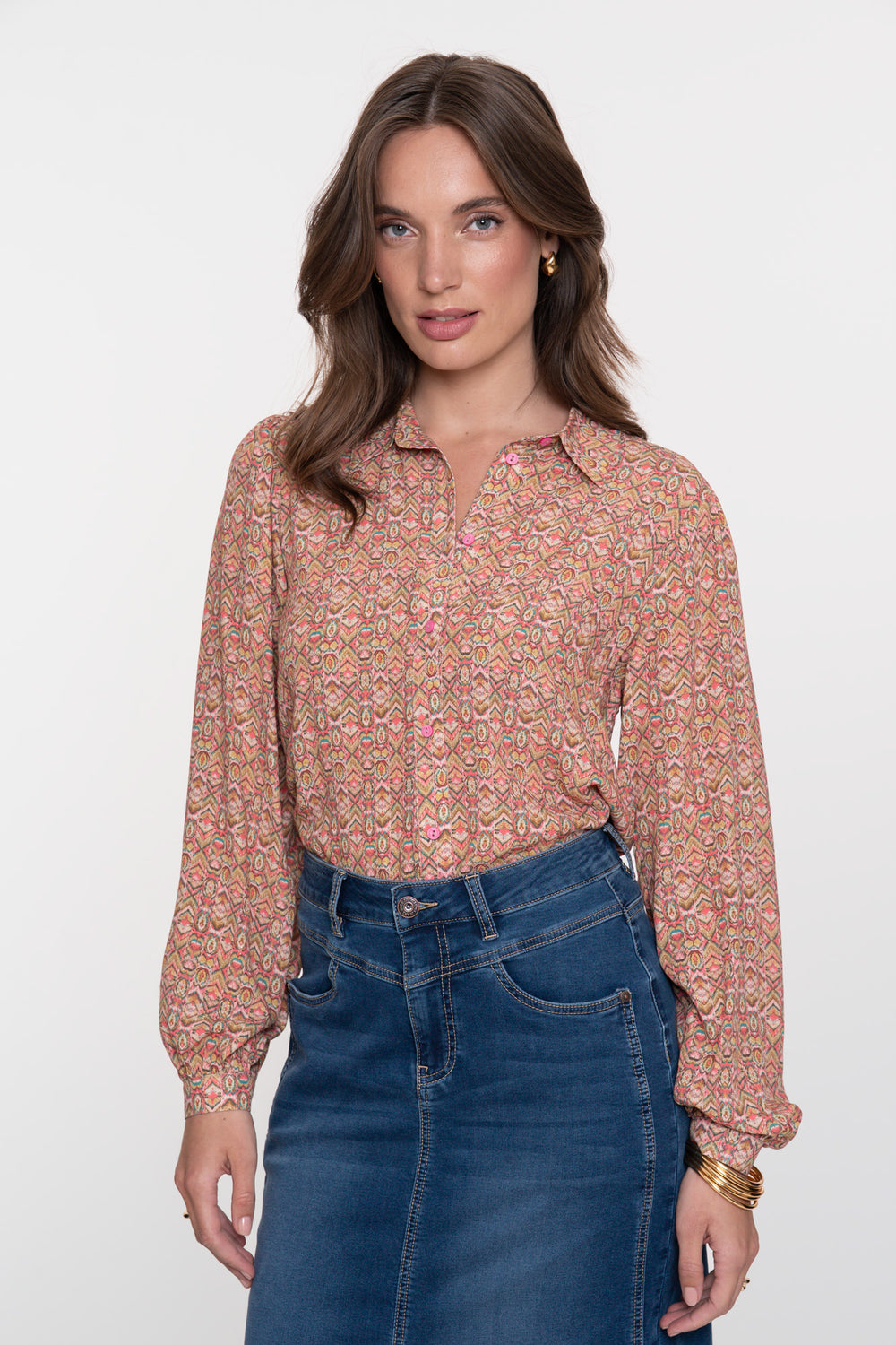 Geisha Damen-Bluse mit buntem Dessin