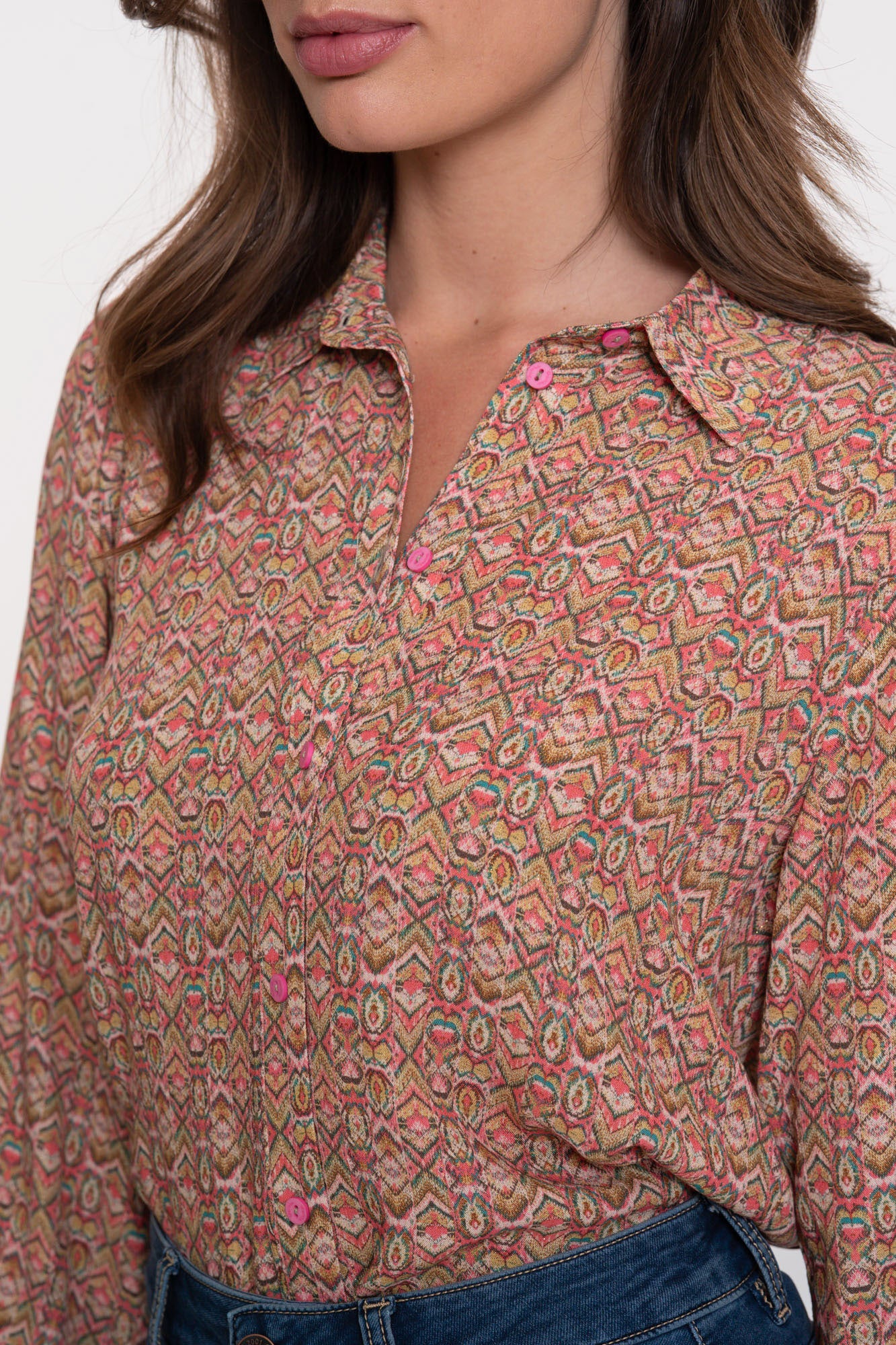 Geisha Damen-Bluse mit buntem Dessin
