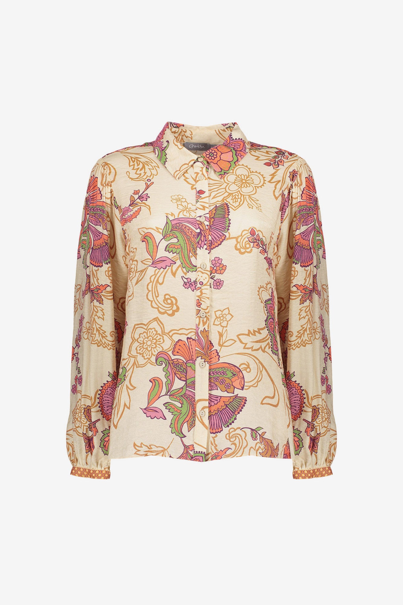 Geisha Damenbluse mit Vintage-Blumenprint