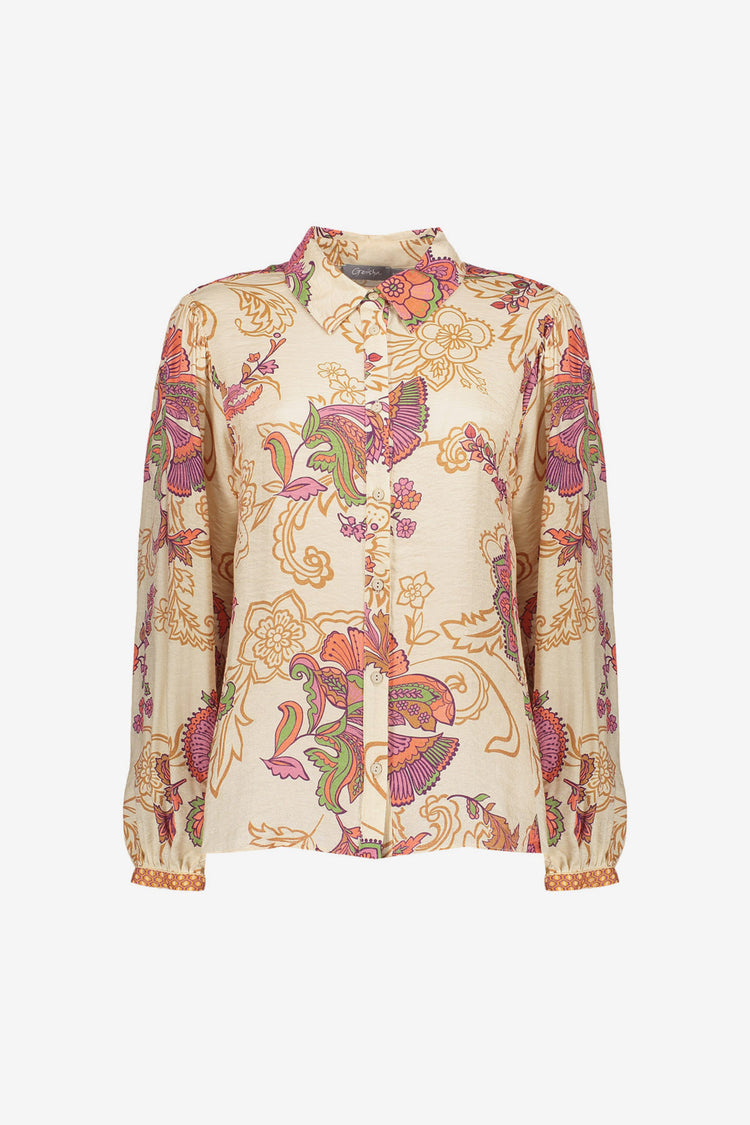 Geisha Damenbluse mit Vintage-Blumenprint