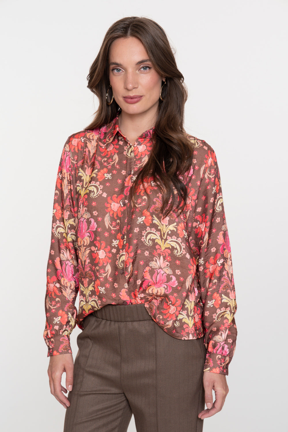 Geisha Damen-Bluse mit farbenfrohem Blumenmuster