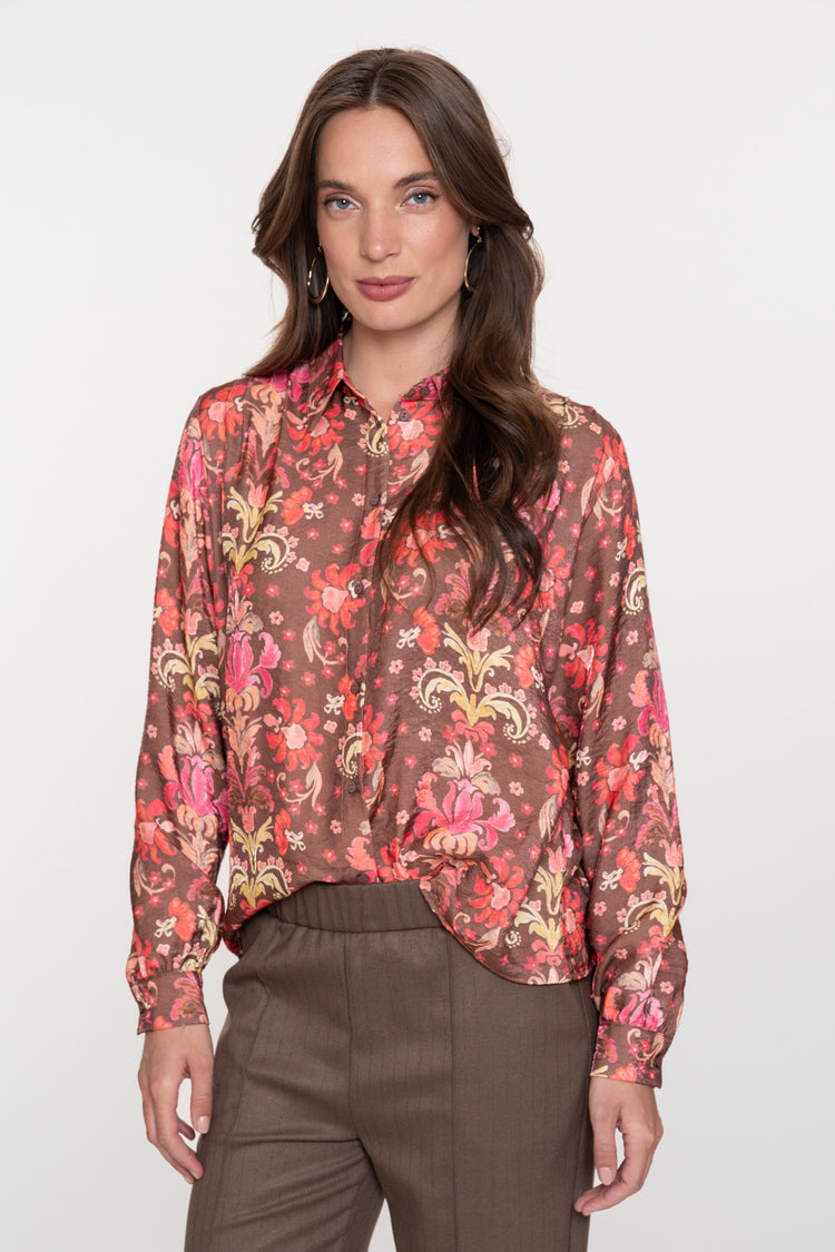 Geisha Damen-Bluse mit farbenfrohem Blumenmuster
