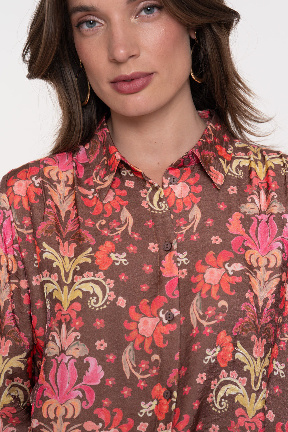 Geisha Damen-Bluse mit farbenfrohem Blumenmuster