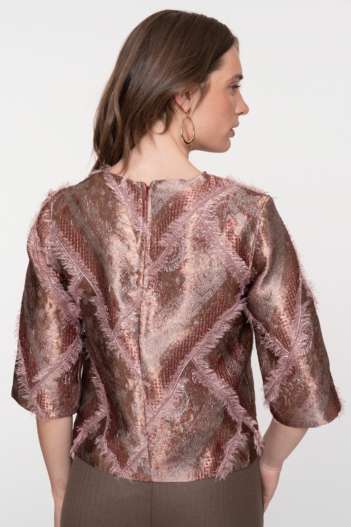 Geisha Damen-Top mit Metallic-Effekt und flauschigem Garn