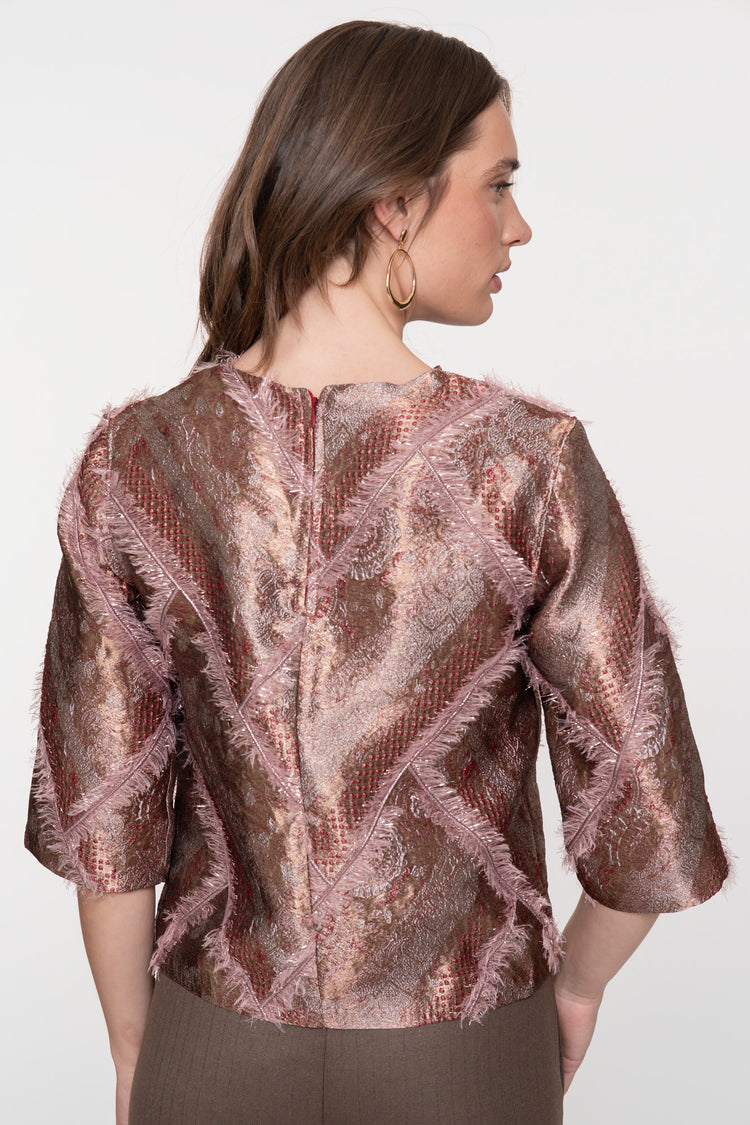 Geisha Damen-Top mit Metallic-Effekt und flauschigem Garn