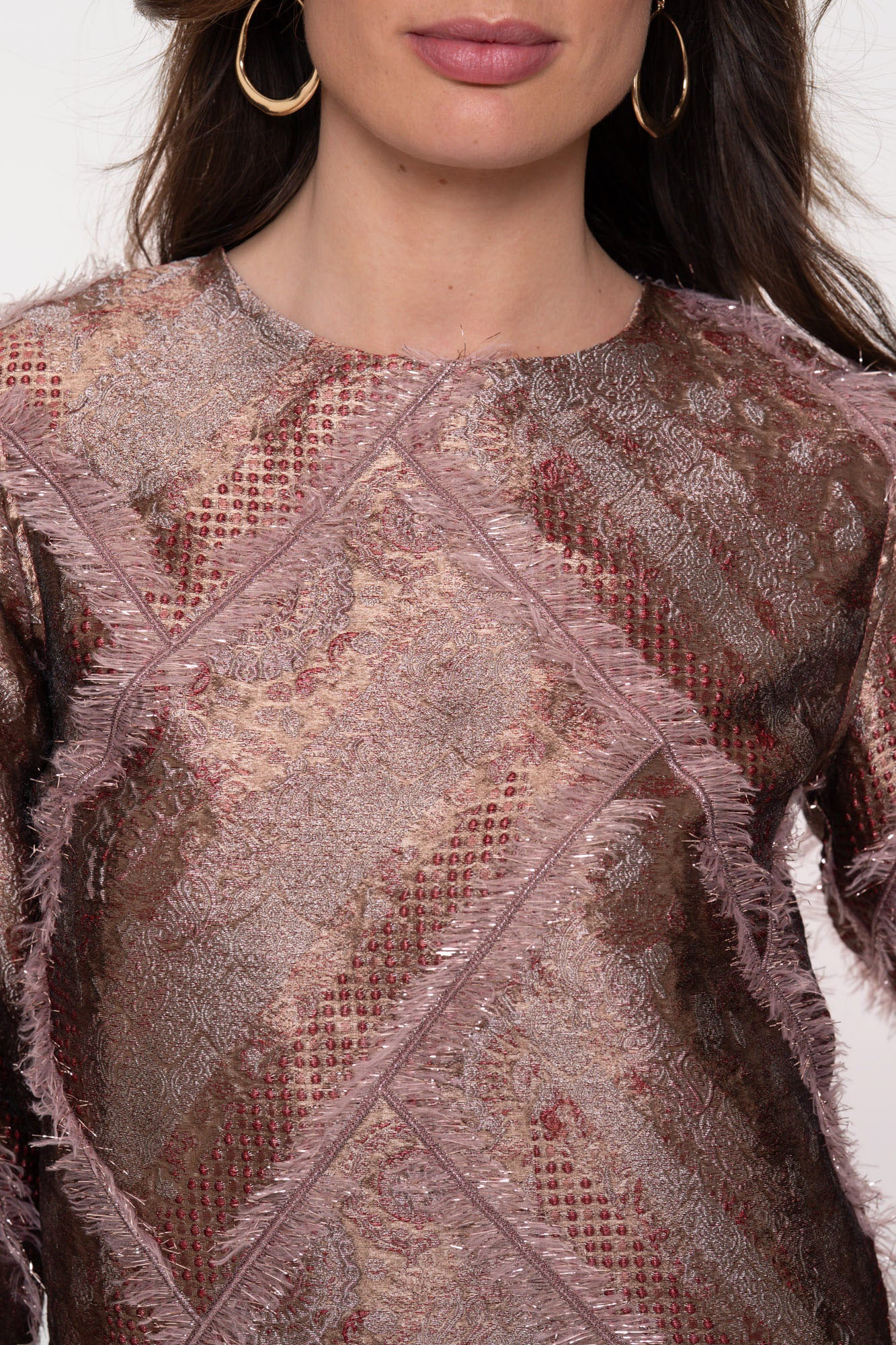 Geisha Damen-Top mit Metallic-Effekt und flauschigem Garn