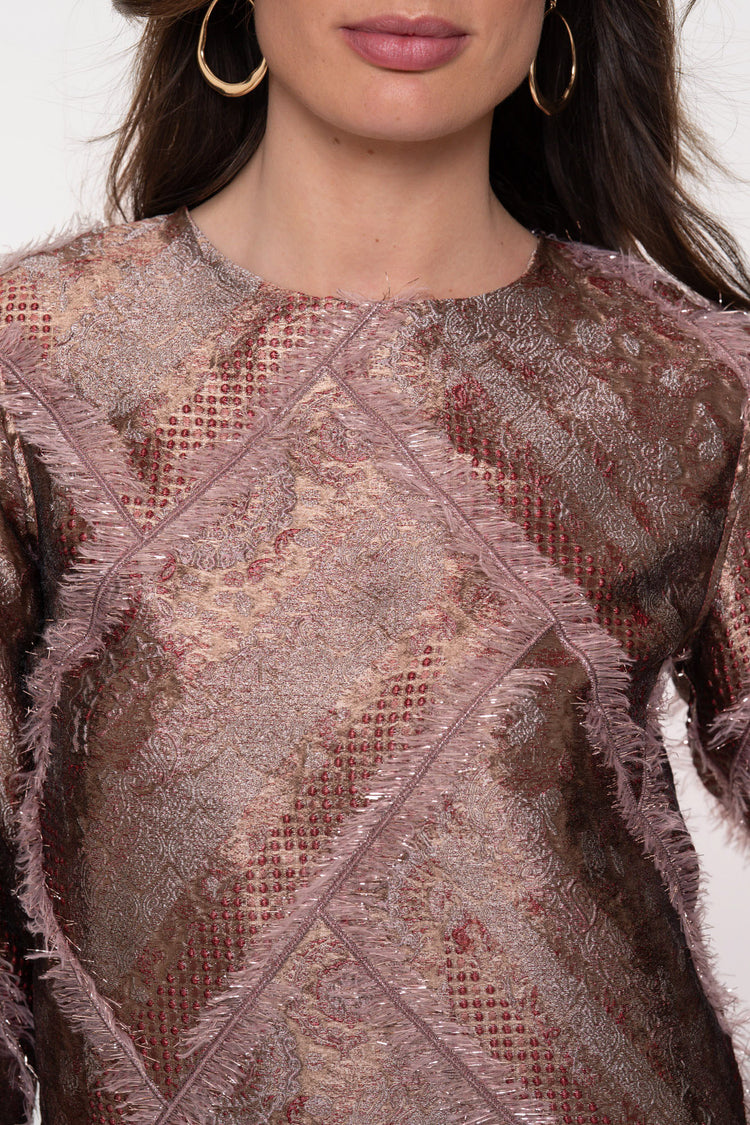 Geisha Damen-Top mit Metallic-Effekt und flauschigem Garn