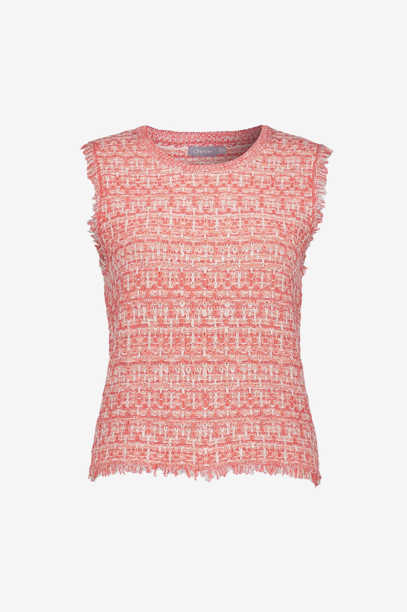 Geisha Fashion Damen Crop Top ärmellos Tweed