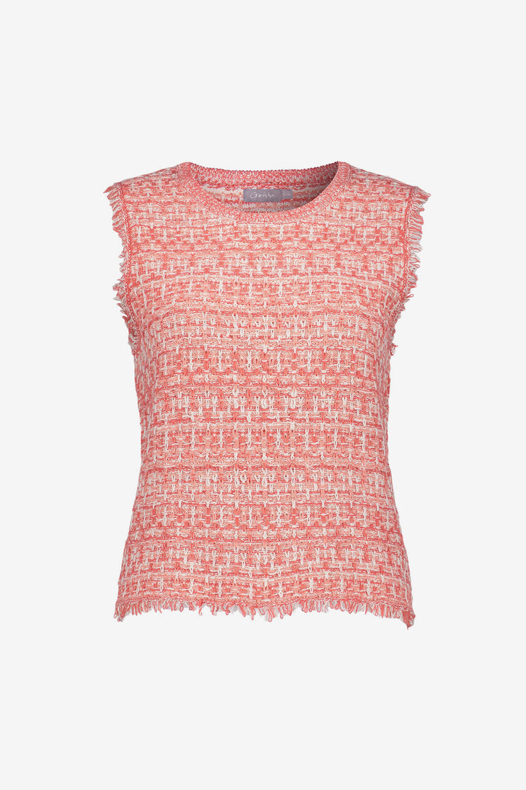 Geisha Fashion Damen Crop Top ärmellos Tweed