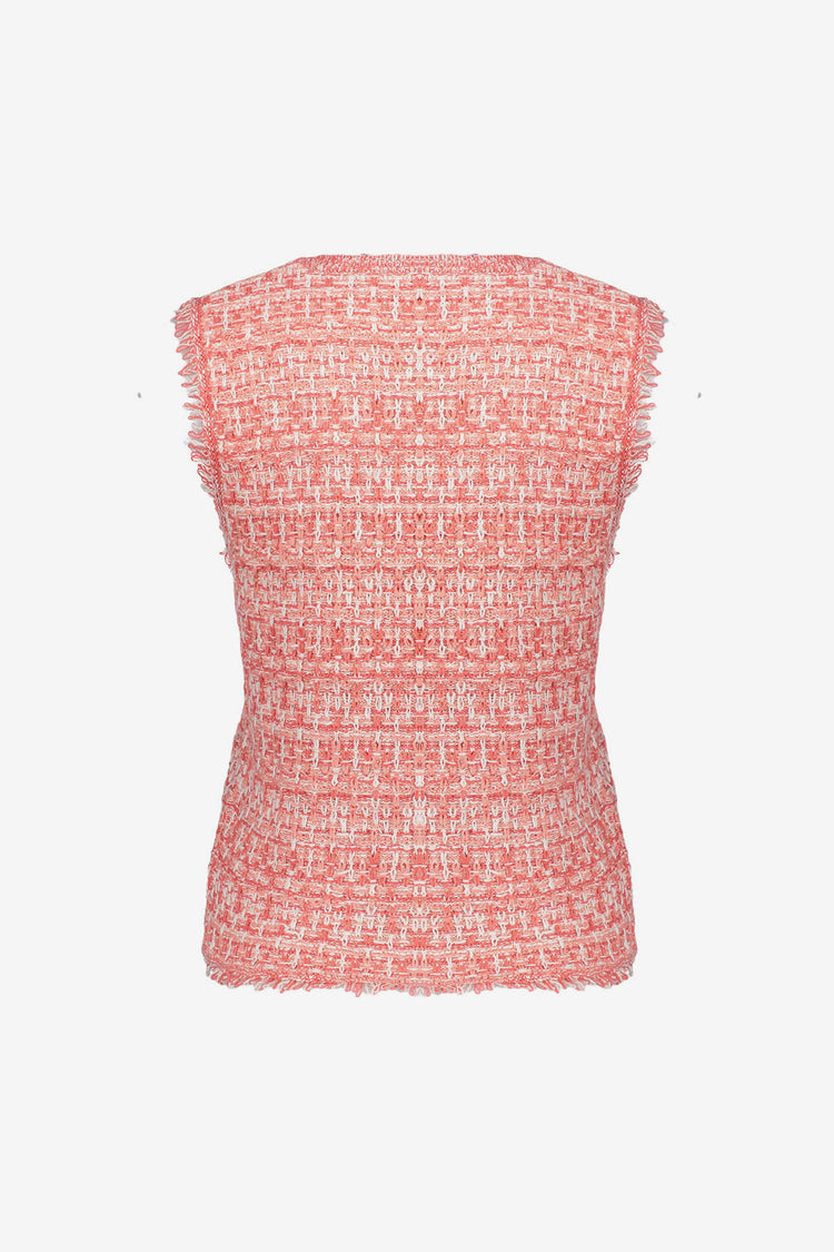 Geisha Fashion Damen Crop Top ärmellos Tweed