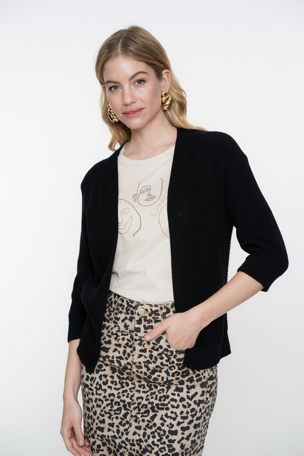 Geisha Fashion einfarbige Strickjacke