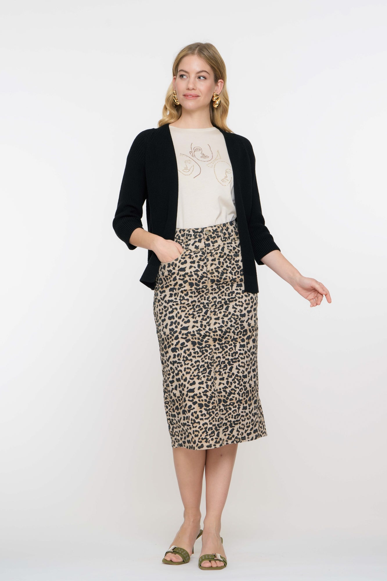 Geisha Fashion einfarbige Strickjacke