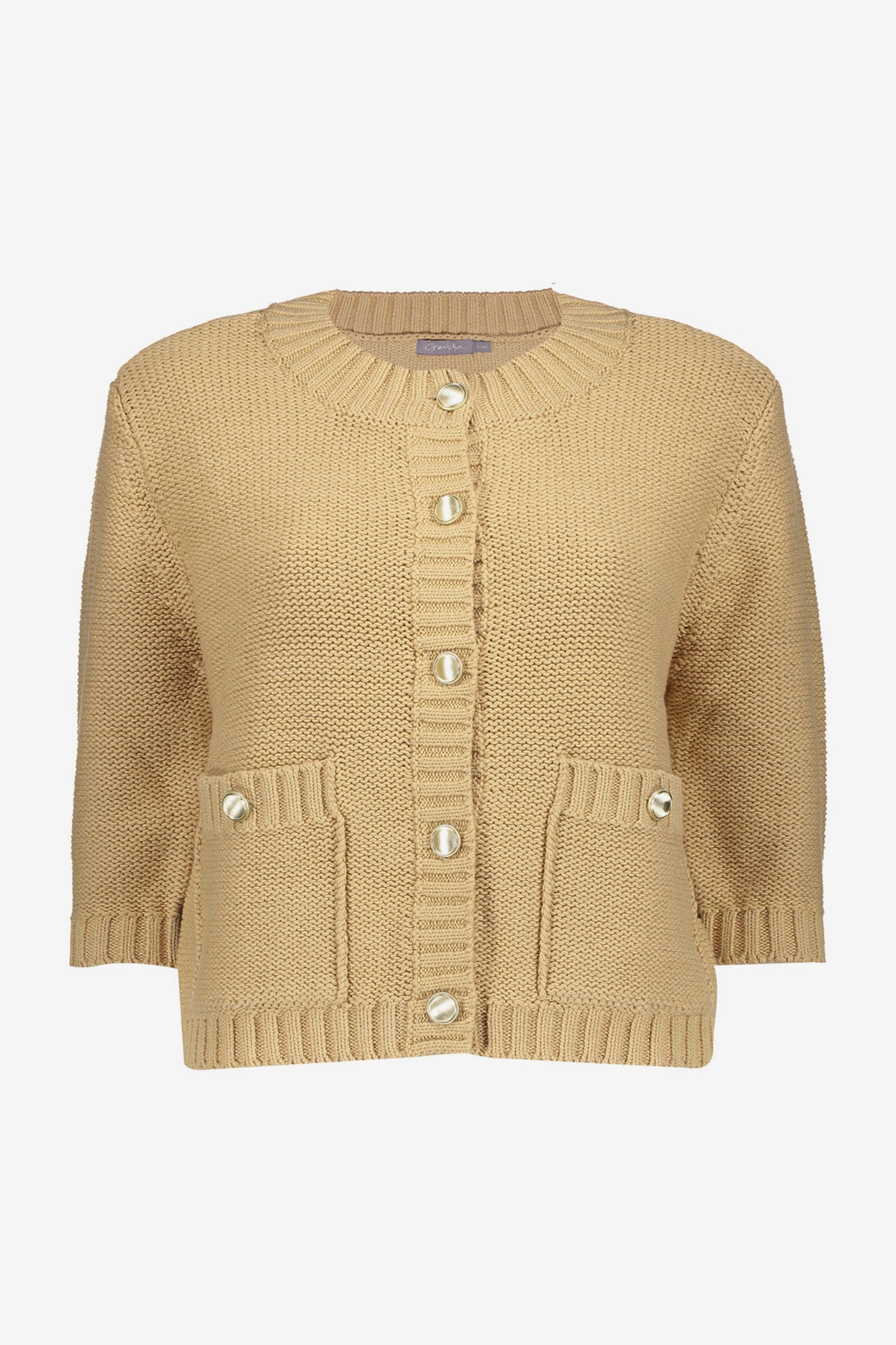 Geisha Fashion Damen Boxy Cardigan mit goldenen Knöpfen
