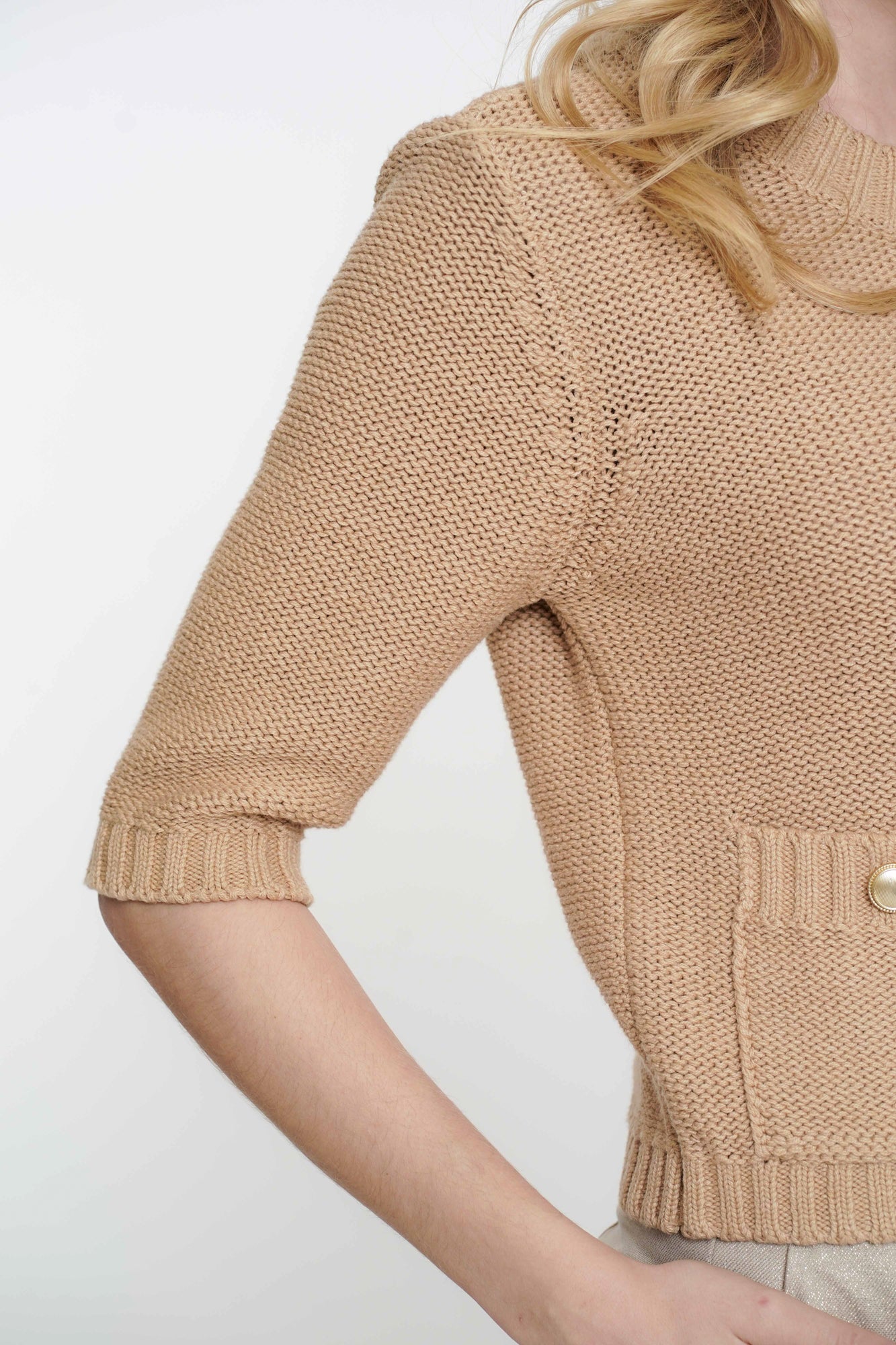Geisha Fashion Damen Boxy Cardigan mit goldenen Knöpfen