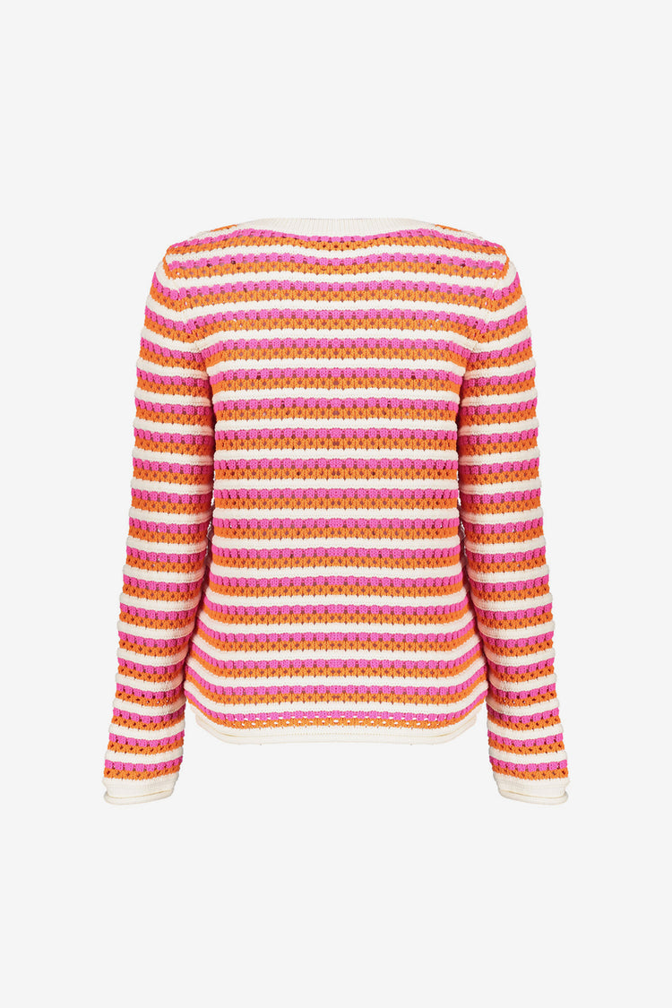 Geisha Fashion Damen Ajour Pullover mit Streifen