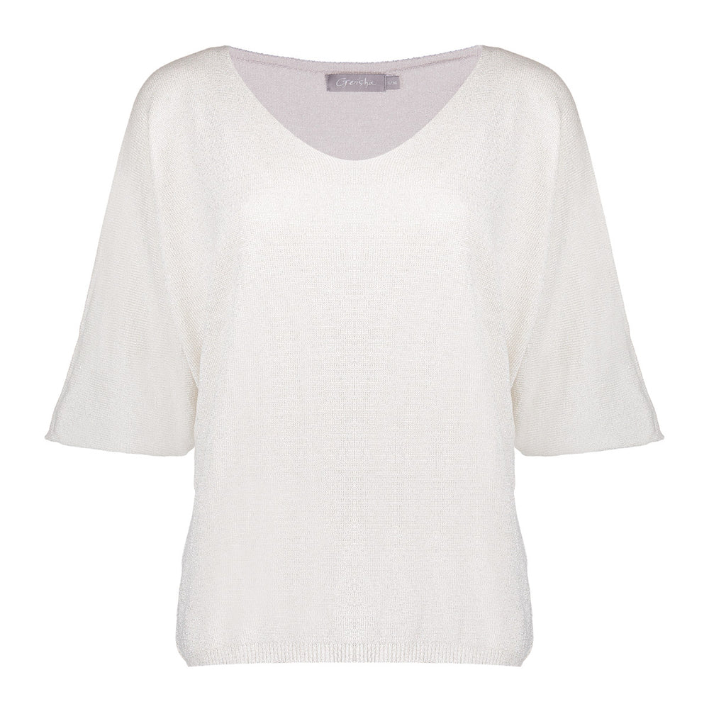 Geisha Fashion Damenpullover mit V-Ausschnitt und weiten Ärmeln