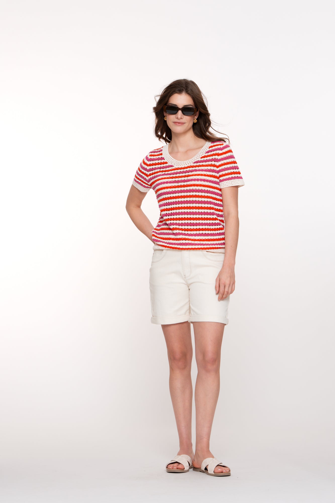 Geisha dames gehaakte knitted top met korte mouwen