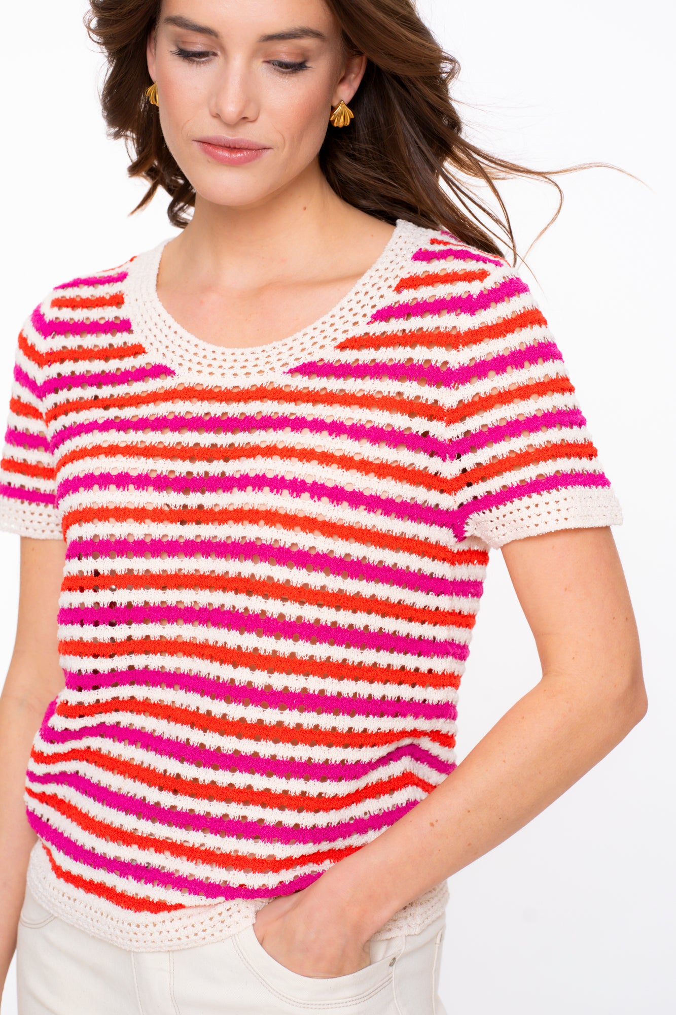 Geisha dames gehaakte knitted top met korte mouwen