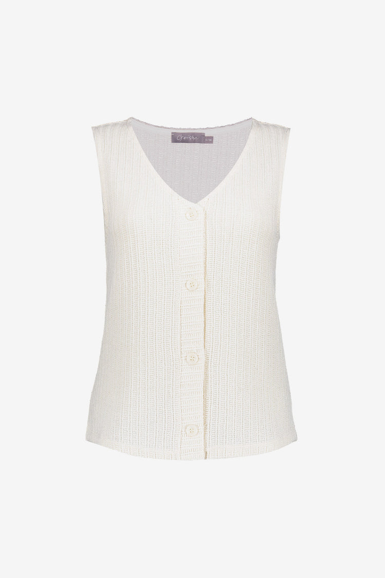 Geisha Fashion Damen Strick-Singlet mit Knöpfen