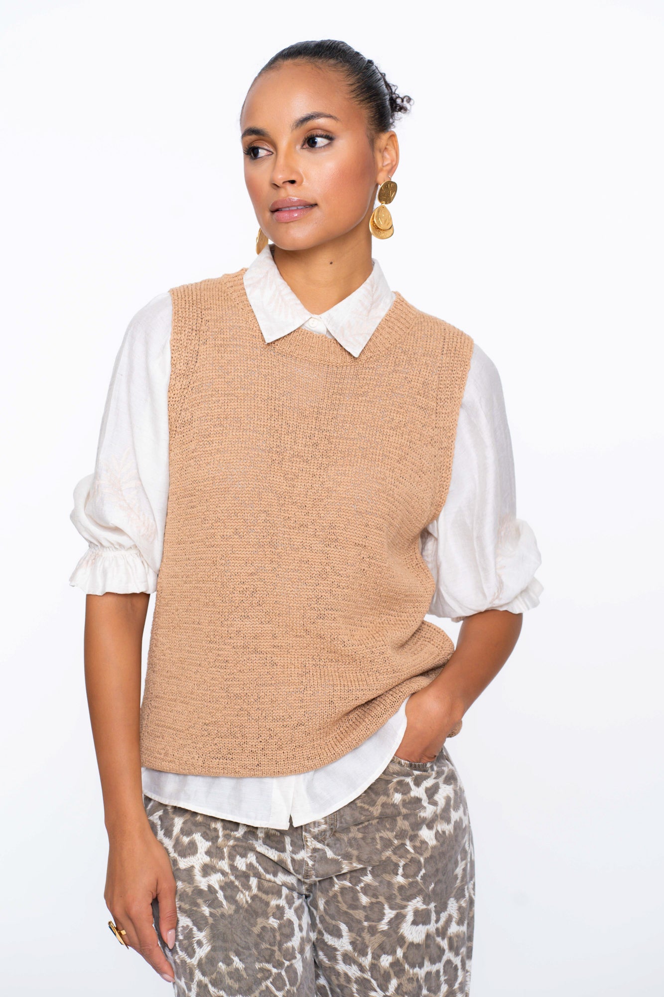 Geisha Fashion Damen Feinstrick-Spencer mit meliertem Muster