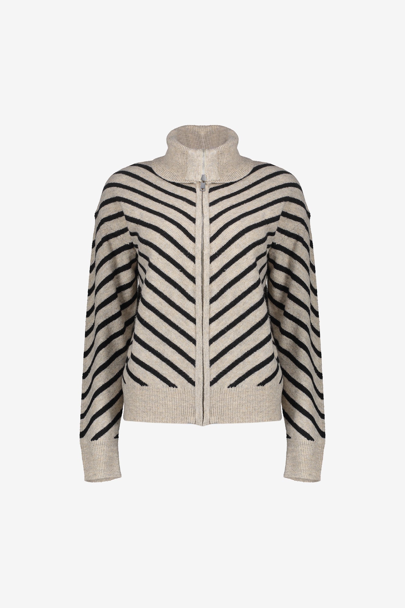 Geisha Damen-Strickjacke mit Stehkragen und Streifenmuster