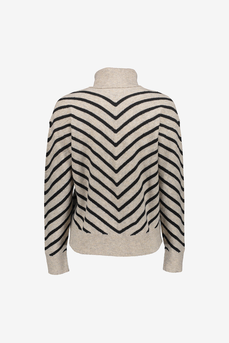 Geisha Damen-Strickjacke mit Stehkragen und Streifenmuster