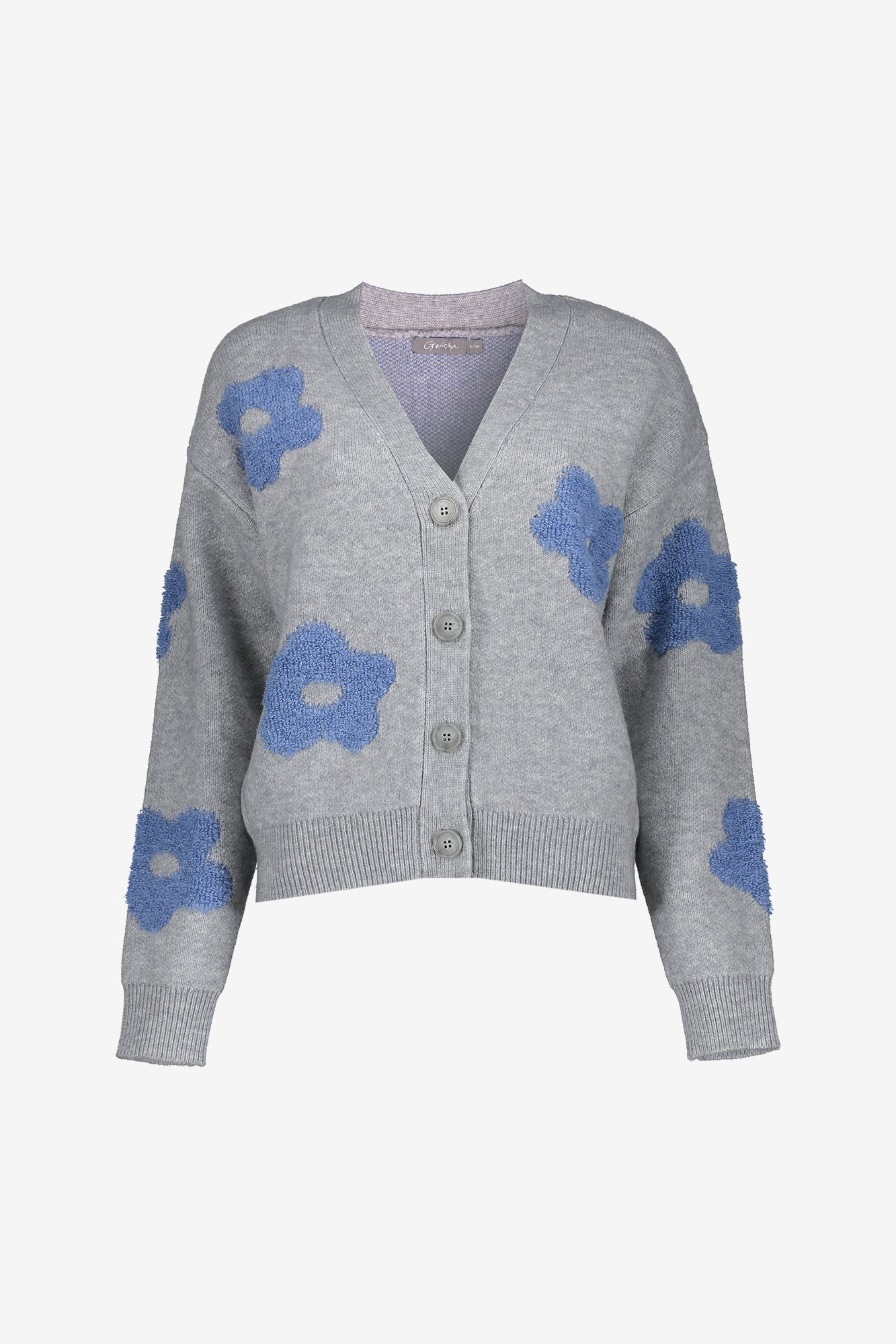 Geisha Damen-Oversized-Strickjacke mit Blumenmotiv