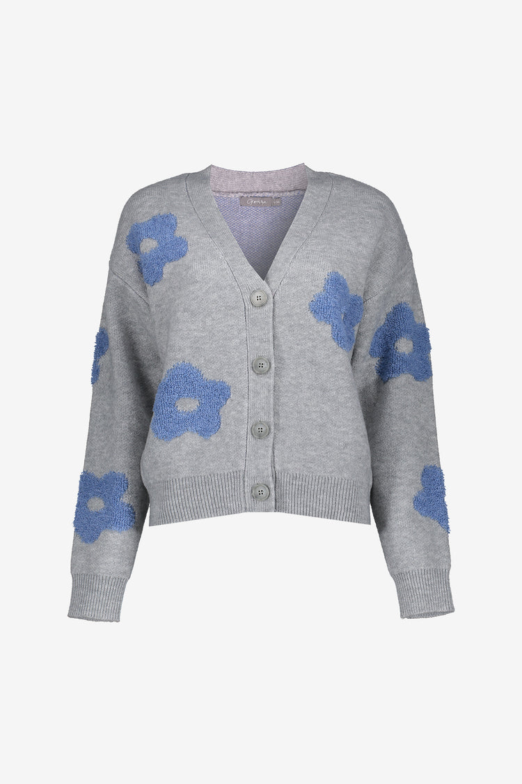Geisha Damen-Oversized-Strickjacke mit Blumenmotiv