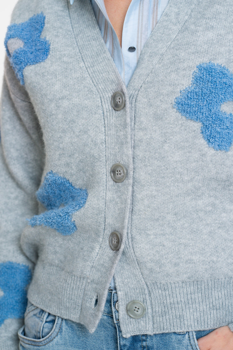 Geisha Damen-Oversized-Strickjacke mit Blumenmotiv