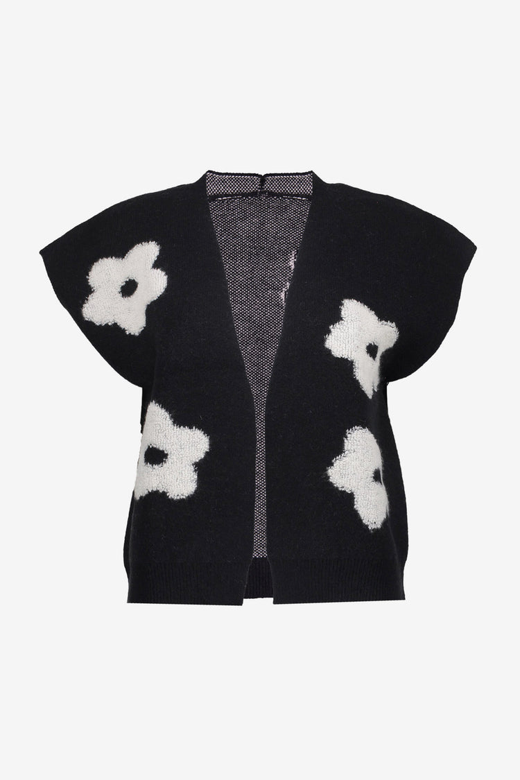 Geisha Damen-boxy Strickjacke mit Blumenmotiv