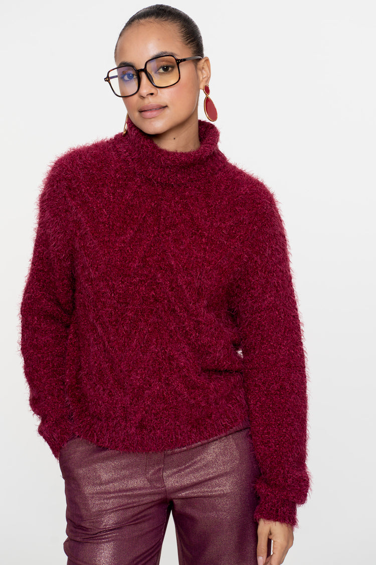 Geisha Damen Zopfpullover mit Turtleneck