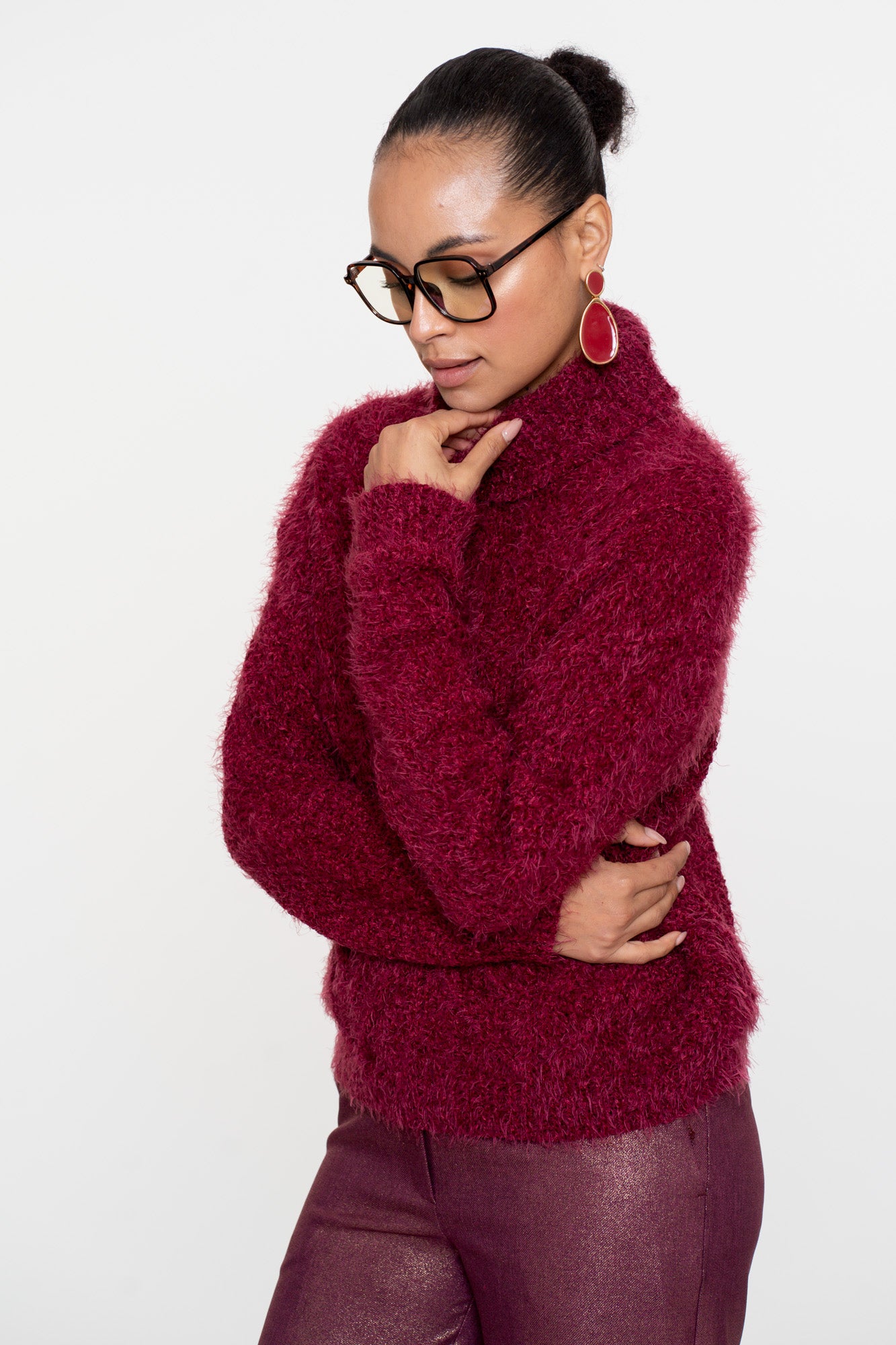 Geisha Damen Zopfpullover mit Turtleneck