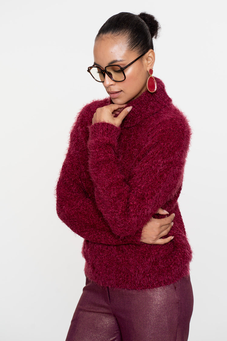 Geisha Damen Zopfpullover mit Turtleneck