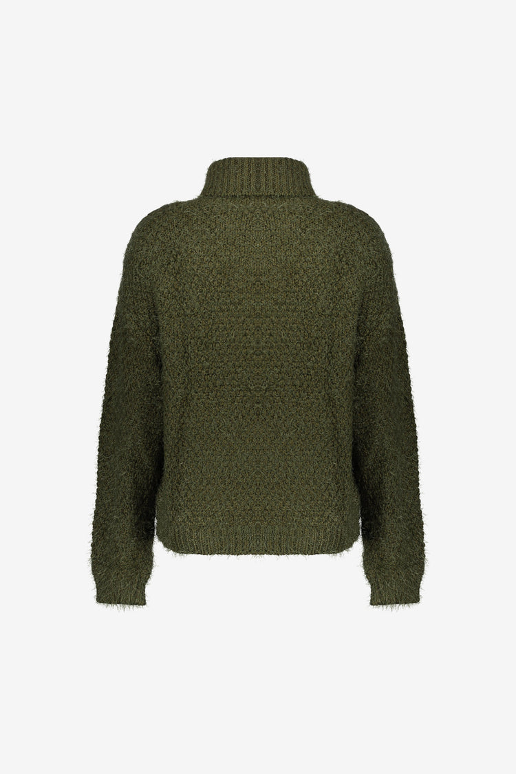 Geisha Damen-Zopfpullover mit Rollkragen
