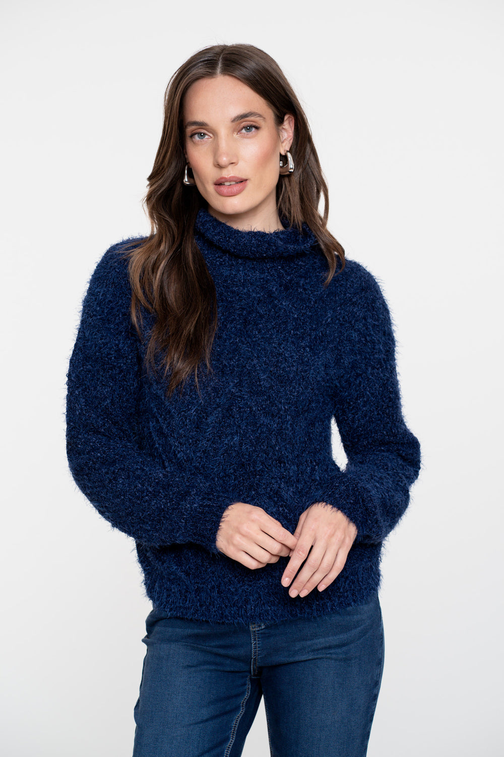 Geisha Damen Zopfpullover mit Turtleneck