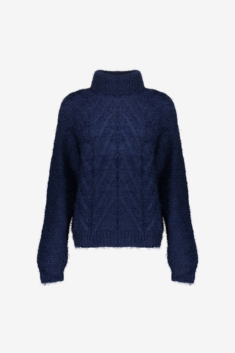 Geisha Damen Zopfpullover mit Turtleneck