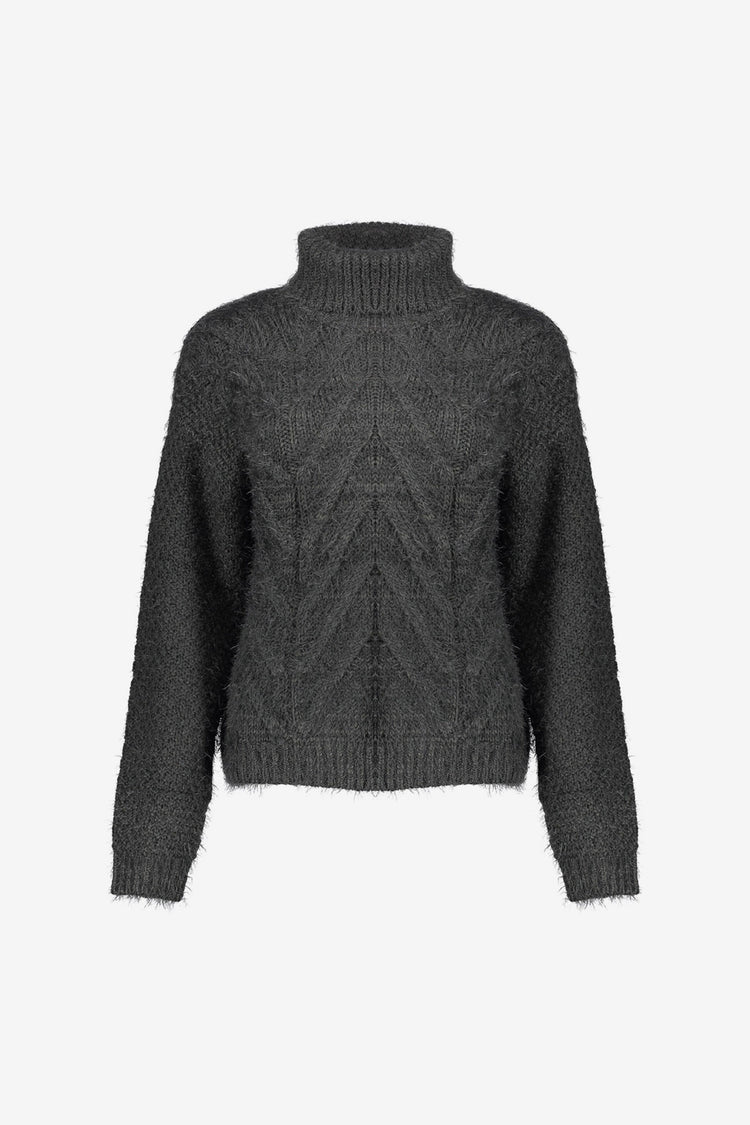 Geisha Damen Pullover aus Zopfstrick mit Rollkragen