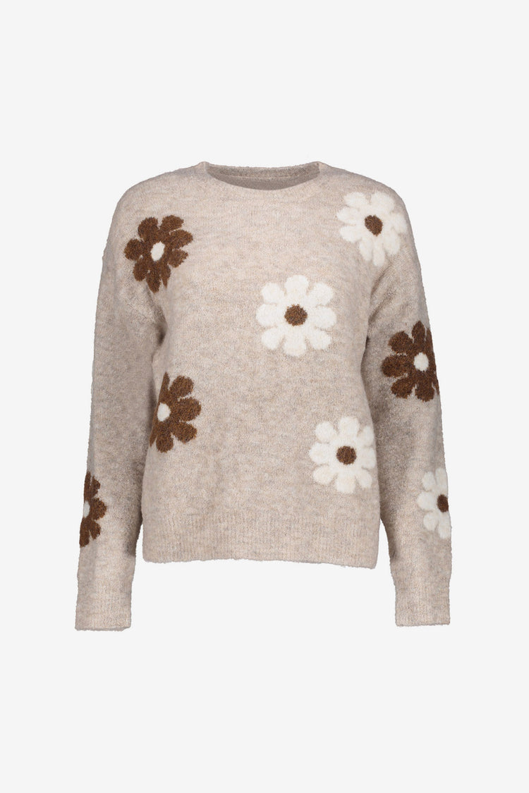 Geisha Damenpullover mit besticktem Blumenmuster