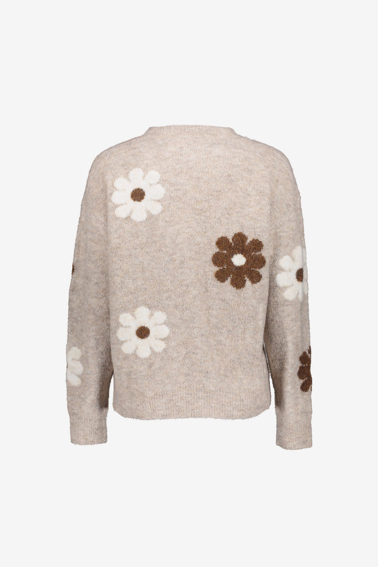 Geisha Damenpullover mit besticktem Blumenmuster