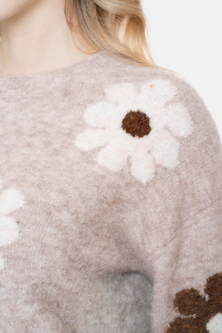 Geisha Damenpullover mit besticktem Blumenmuster