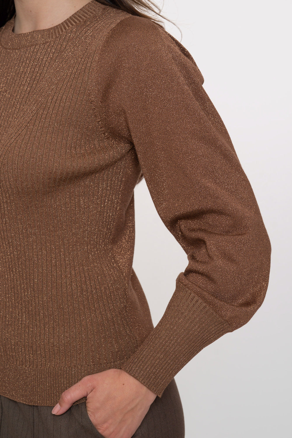 Geisha Damen-Pullover mit Puffärmeln und Lurex