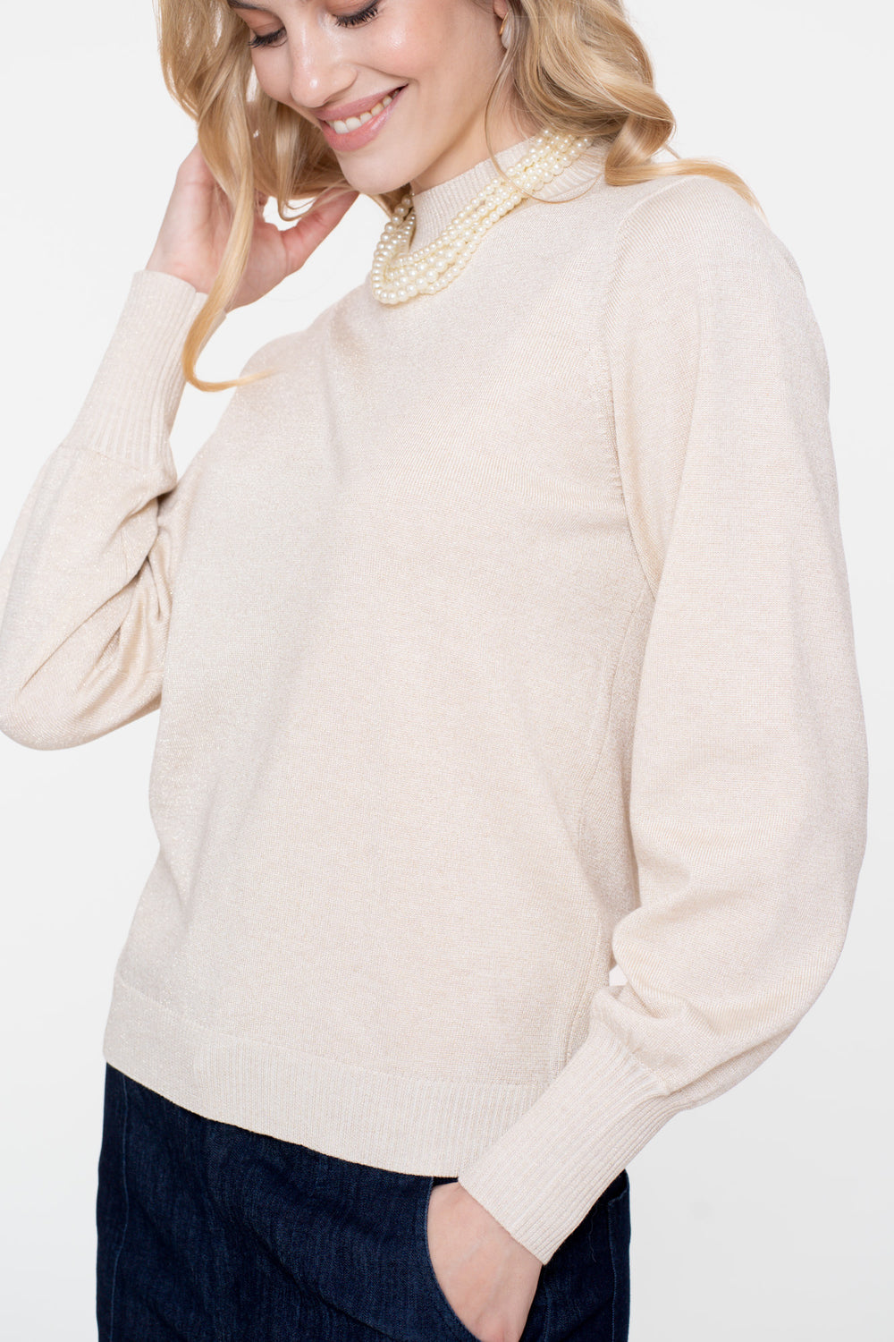 Geisha Damenpullover mit Puffärmeln und Lurex