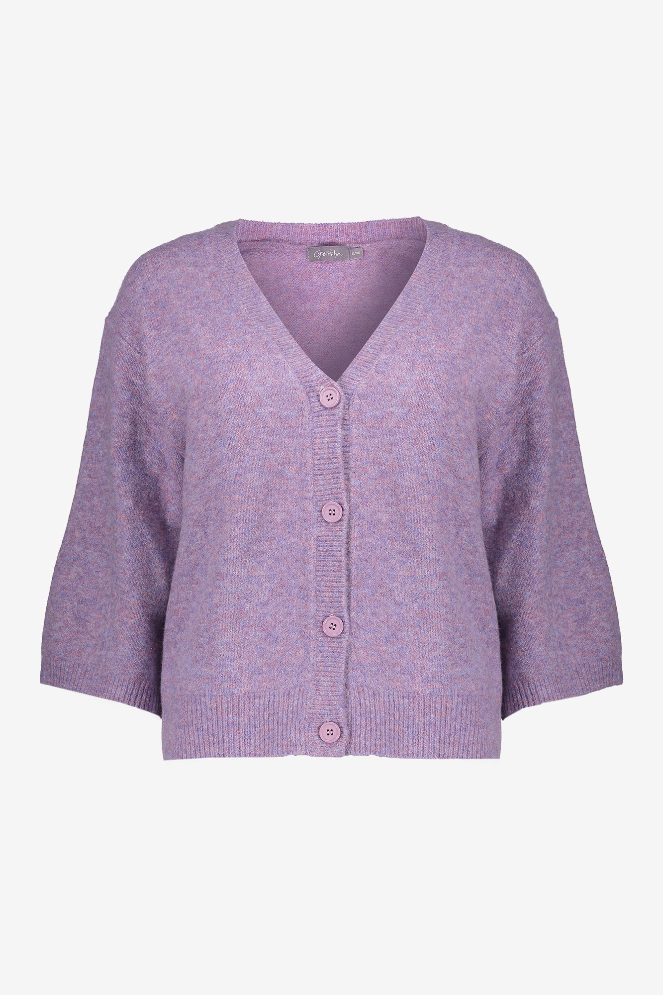 Geisha Damenstrickjacke mit V-Ausschnitt und 3/4 weiten Ärmeln