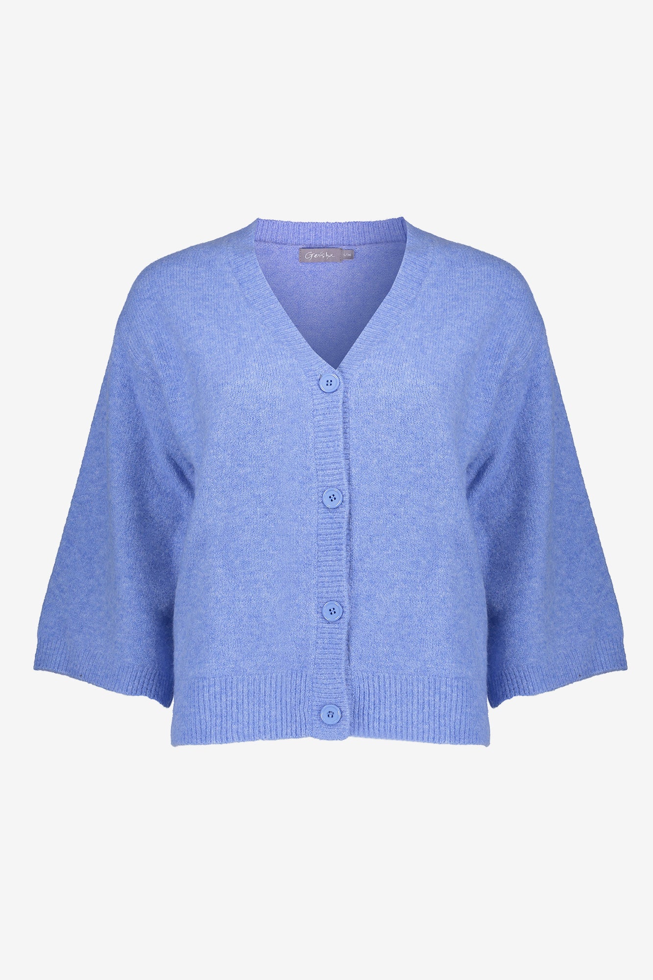 Geisha Damenstrickjacke mit V-Ausschnitt und weiten 3/4-Ärmeln