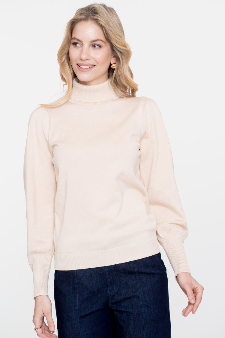 Geisha Damenfigurbetonter Basicpullover mit Puffärmeln