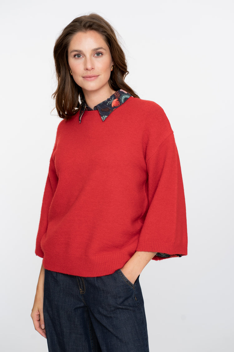 Geisha Damenpullover mit 3/4 weiten Ärmeln