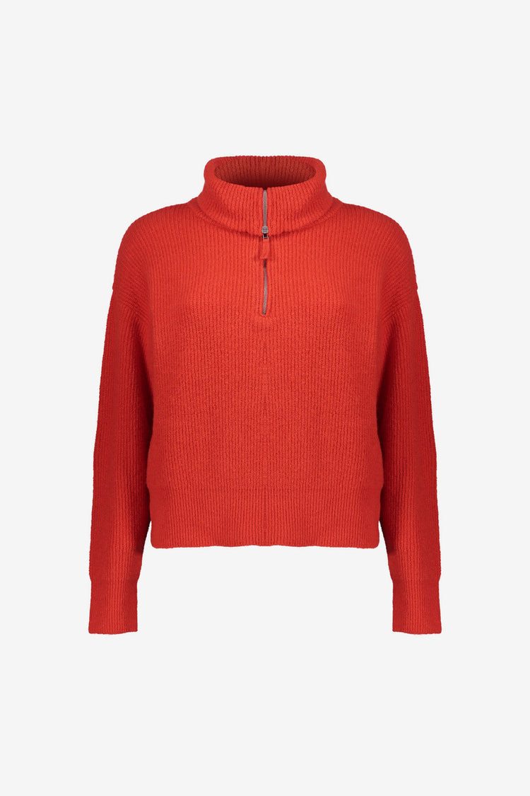 Geisha Damen-Strickpullover mit hohem Reißverschlusskragen