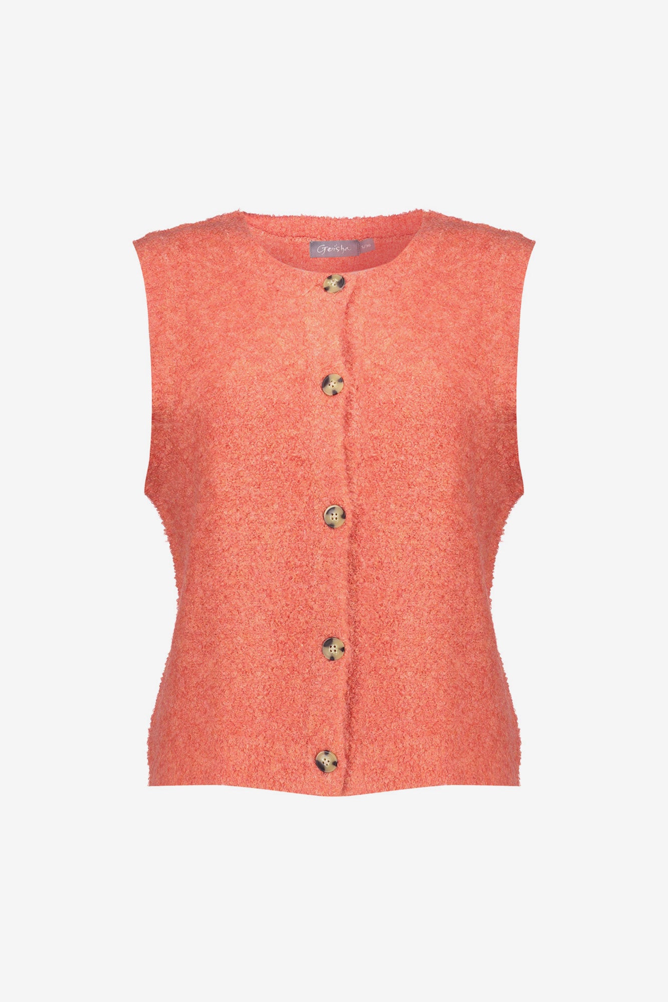 Geisha Damen-Bouclé-Gilet mit auffälligen Knöpfen